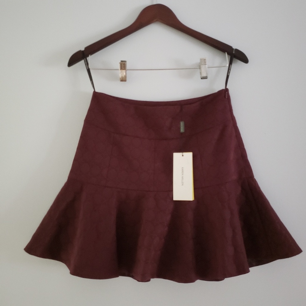 NWT Karen Millen maroon/wine trumpet skirt